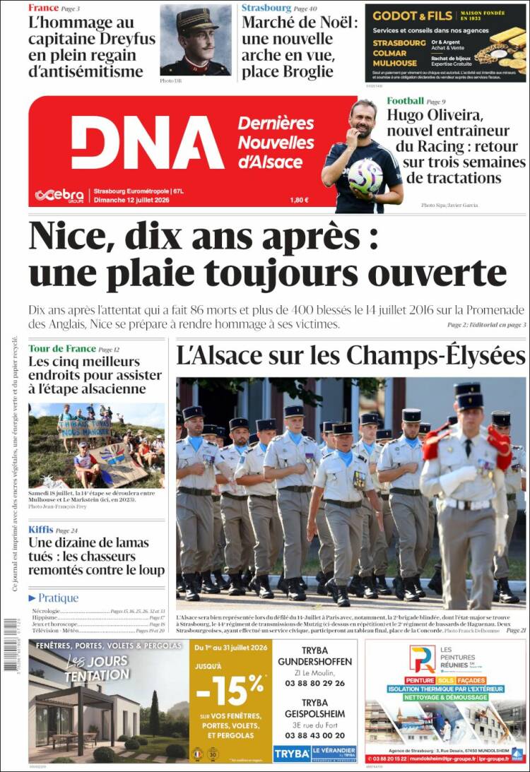 Portada de Les Dernières Nouvelles d'Alsace (Francia)