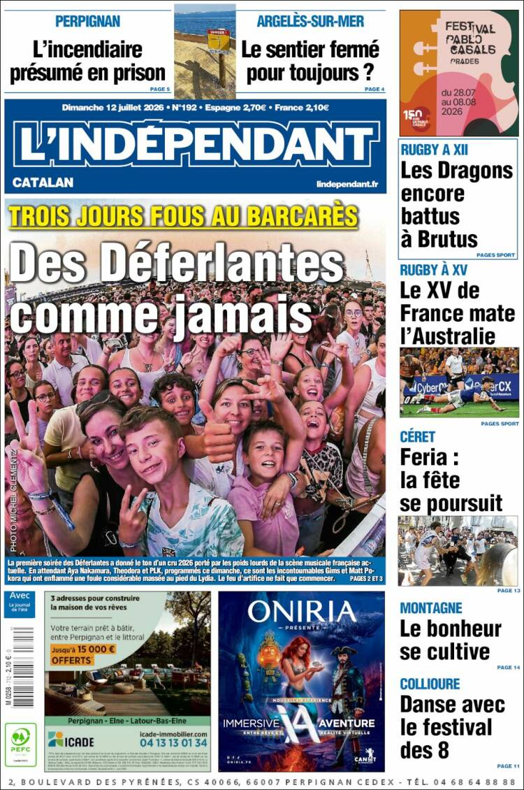 Portada de Le Indépendant (Francia)