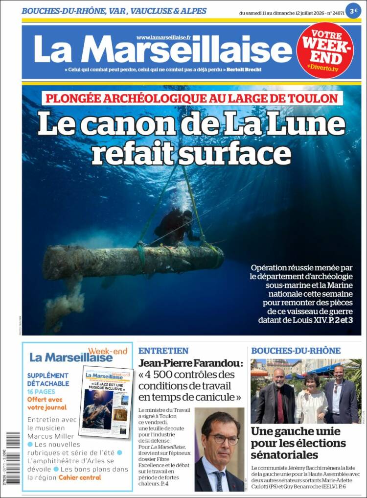 Portada de La Marseillaise (Francia)