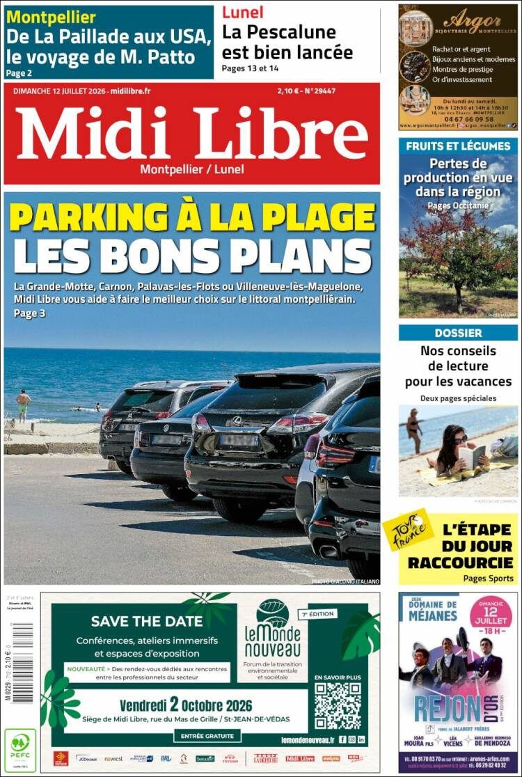 Portada de Midi Libre (Francia)