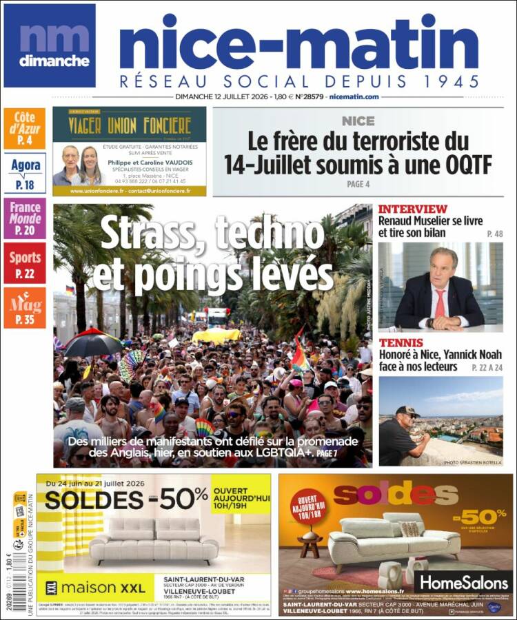 Portada de Nice-Matin (Francia)