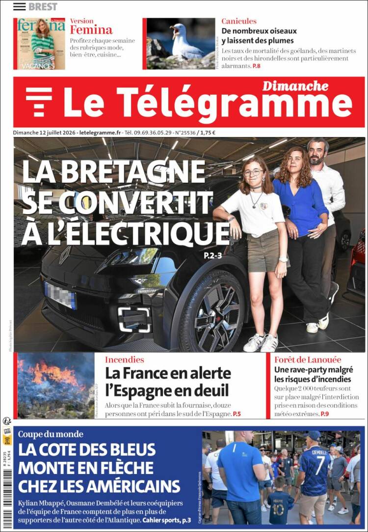 Portada de Télégramme (Francia)