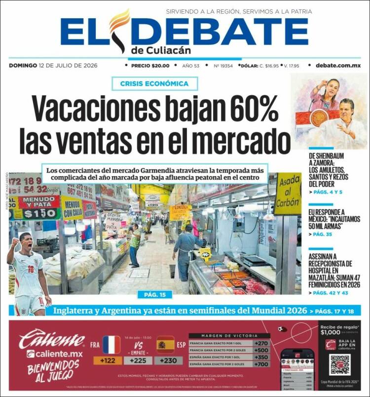 Portada de El Debate de Culiacán (M&eacute;xico)