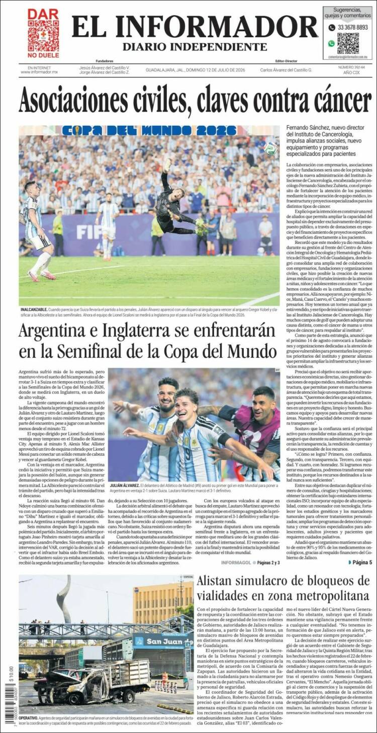 Portada de El Informador (M&eacute;xico)