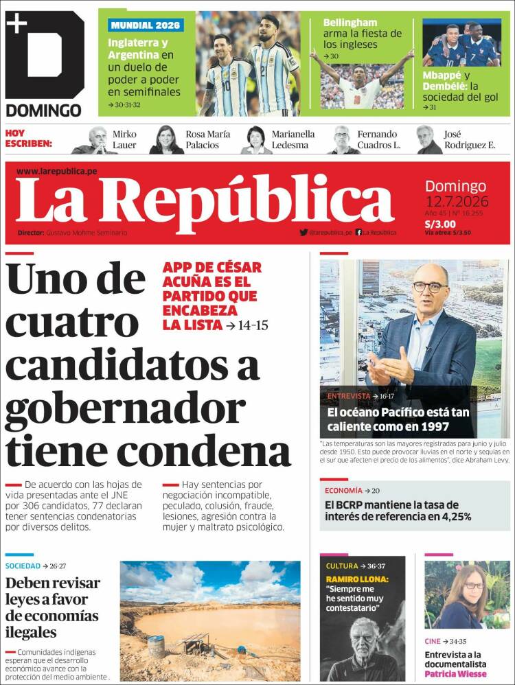 Portada de La Republica (Per&uacute;)
