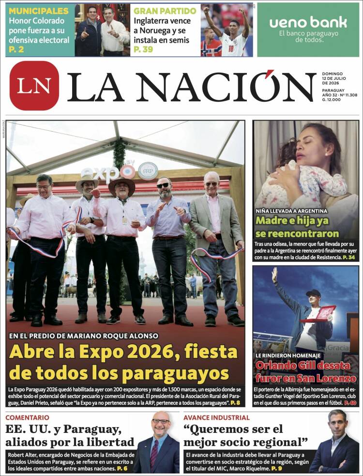 Portada de La Nación (Paraguay)