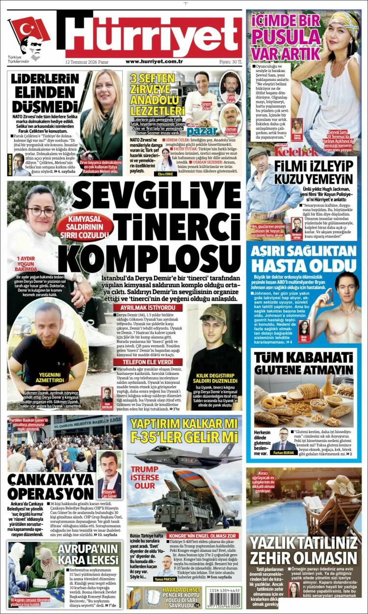 Portada de Hürriyet (Turqu&iacute;a)