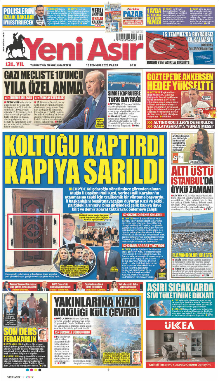 Portada de Yeni Asır (Turqu&iacute;a)