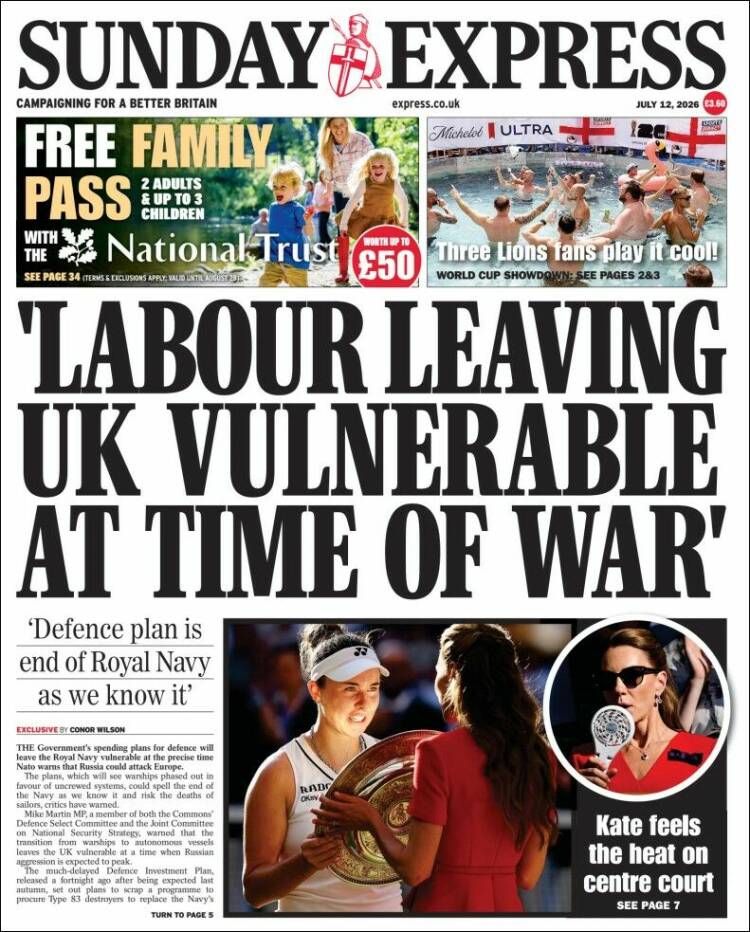 Portada de Daily Express (Reino Unido)