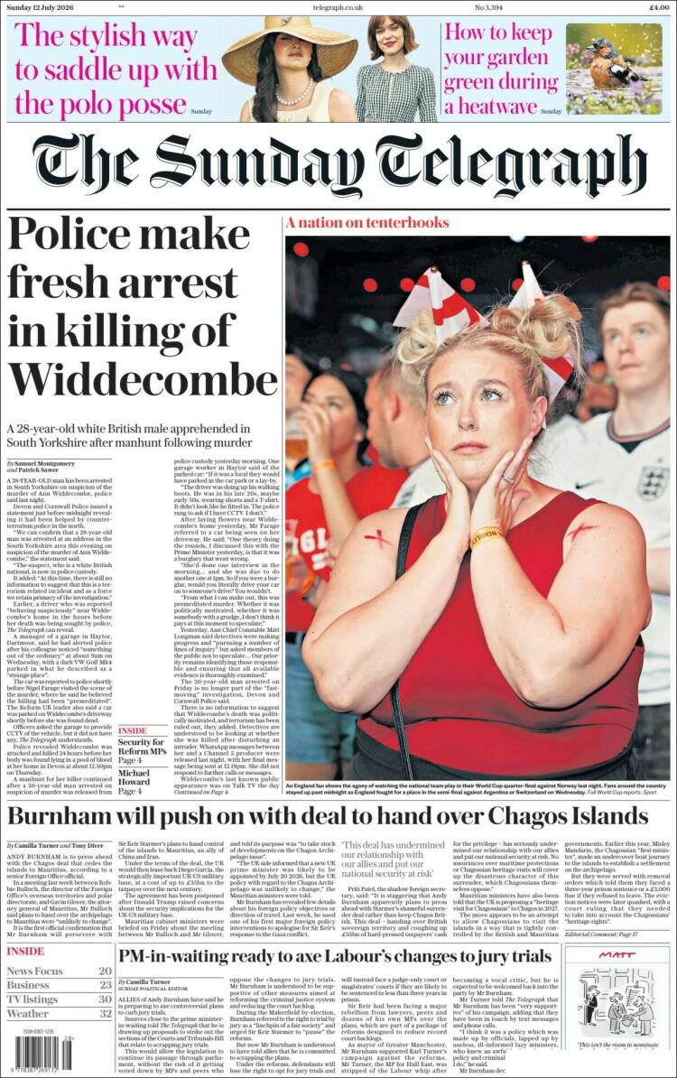 Portada de Daily Telegraph (Reino Unido)