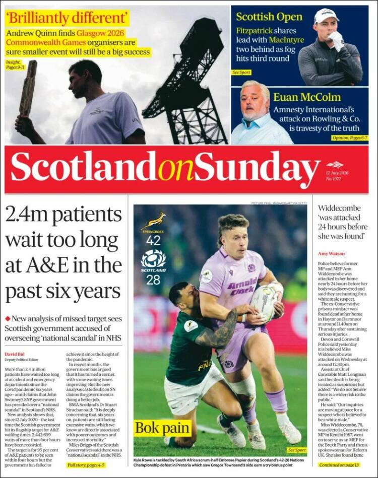 Portada de The Scotsman (Reino Unido)