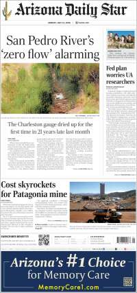 Portada de Arizona Daily Star (USA)