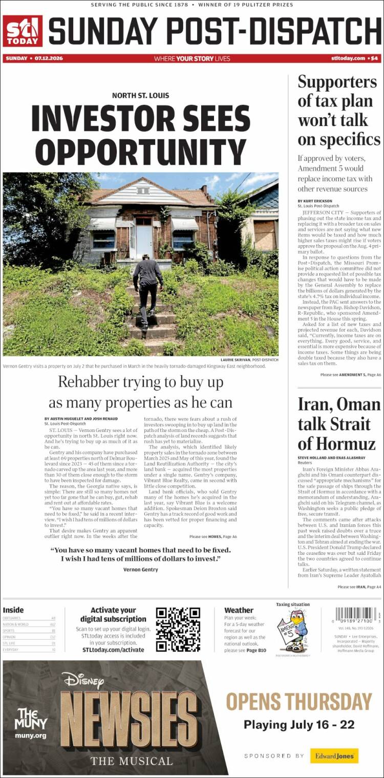 Portada de St. Louis Post-Dispatch (USA)