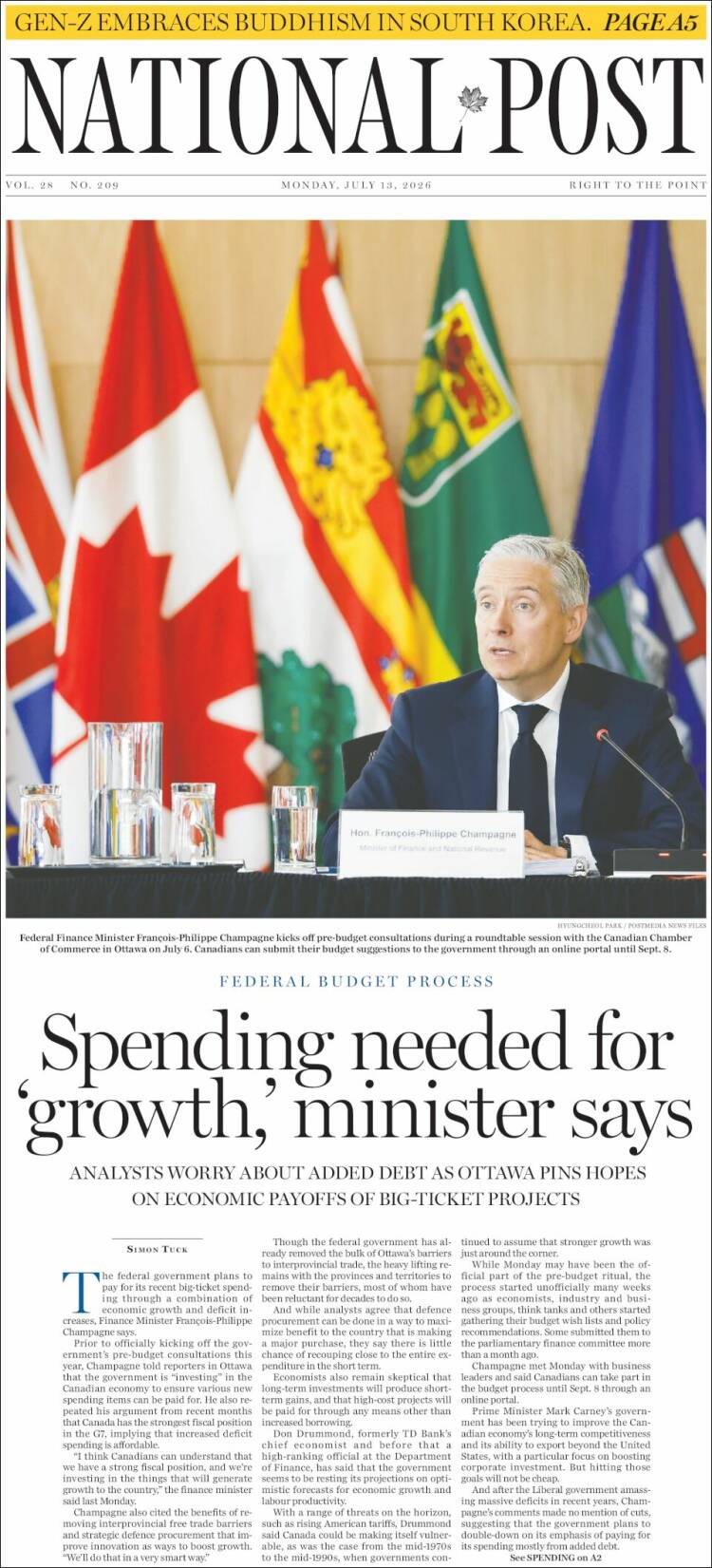 Portada de The National Post (Canad&aacute;)