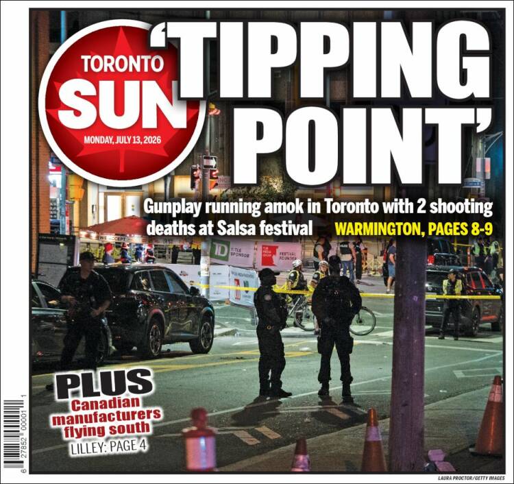 Portada de The Toronto Sun (Canad&aacute;)
