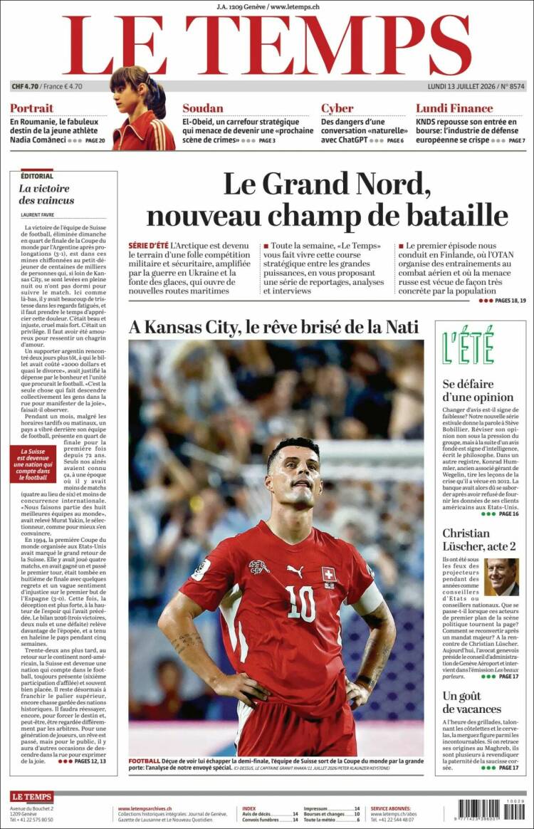 Portada de Le Matin (Suiza)