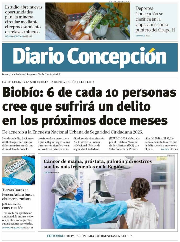 Portada de Diario de Concepción (Chile)