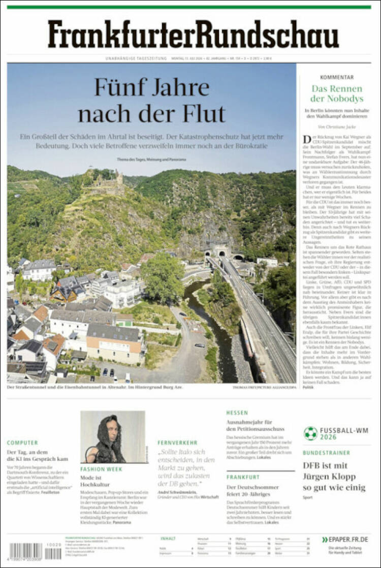 Portada de Frankfurter Rundschau (Alemania)