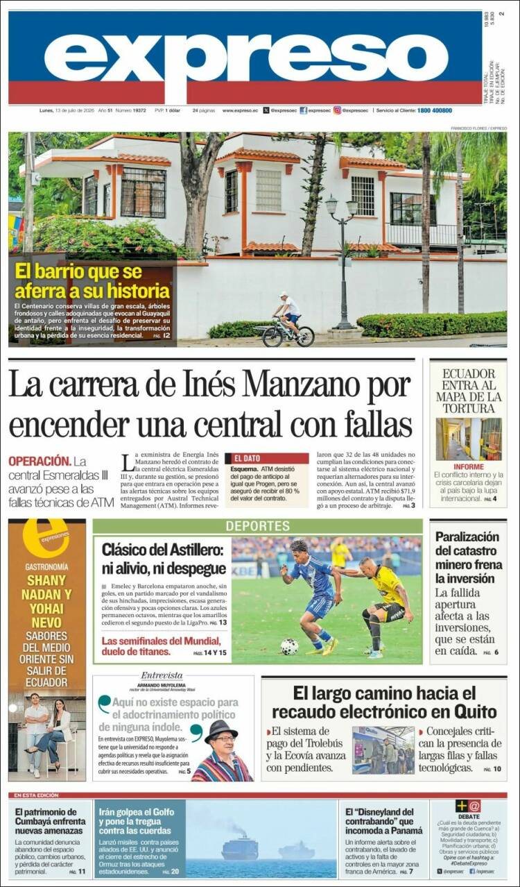 Portada de Expreso (Ecuador)