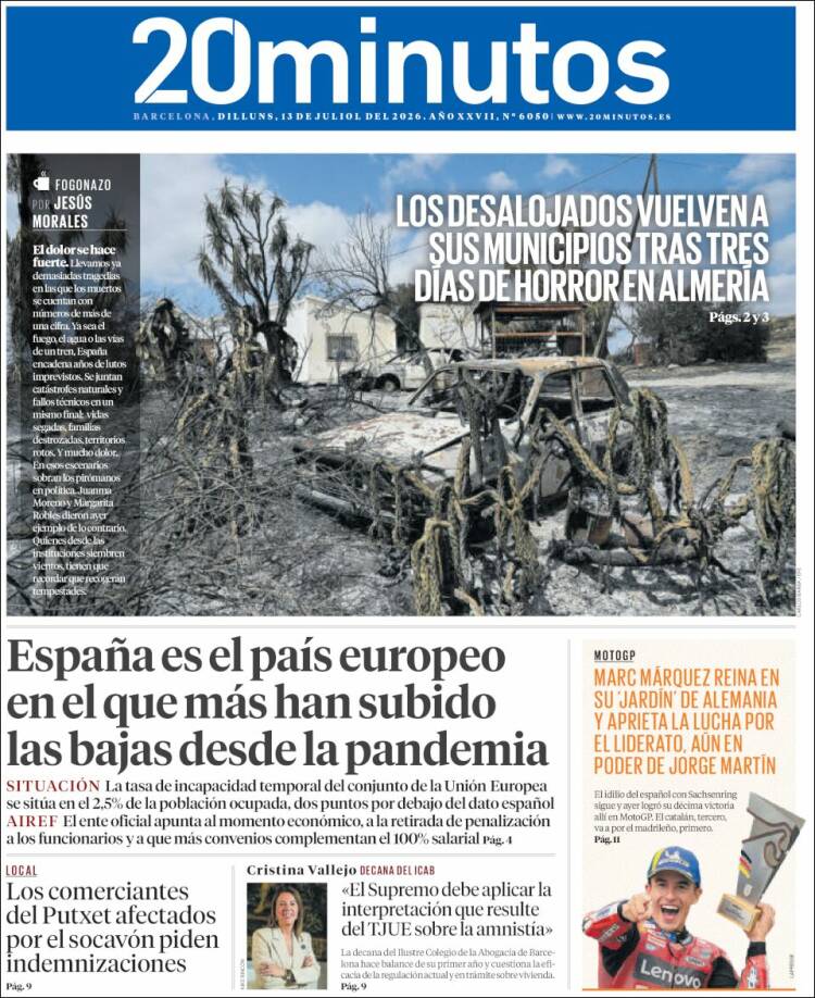 Portada de 20 Minutos - Barcelona (Espa&ntilde;a)