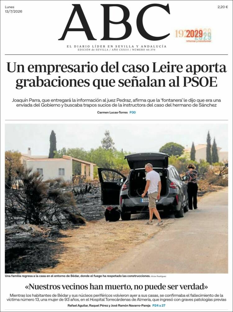 Portada de ABC - Sevilla (Espa&ntilde;a)