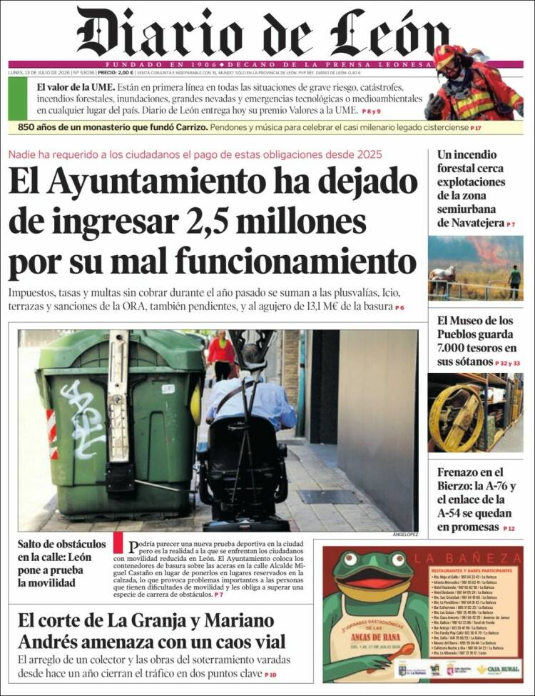 Portada de Diario de León (Espa&ntilde;a)
