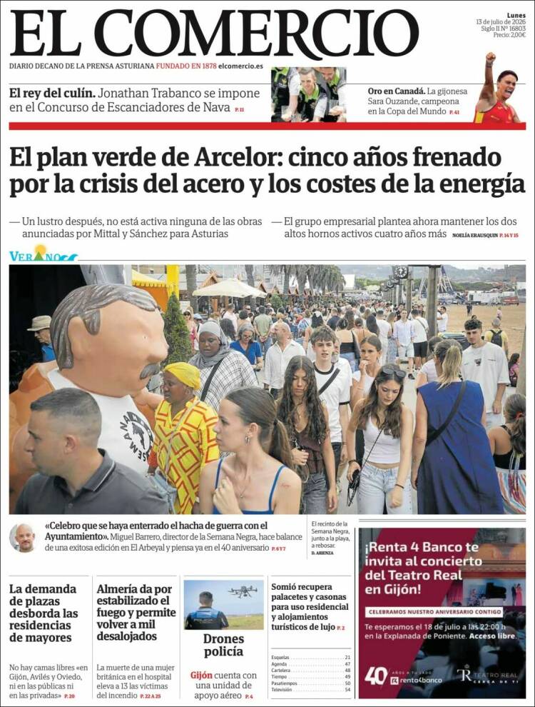 Portada de El Comercio - Gijón (Espa&ntilde;a)