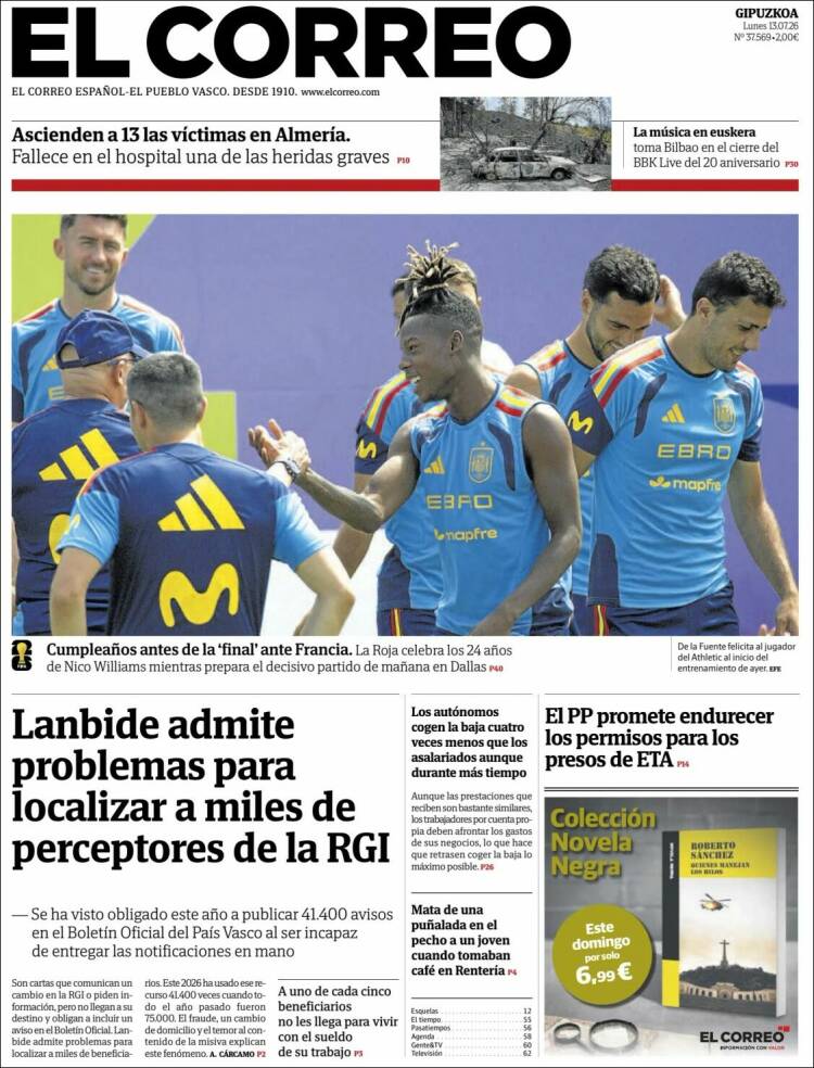 Portada de El Correo - Guipuzcoa (Espa&ntilde;a)