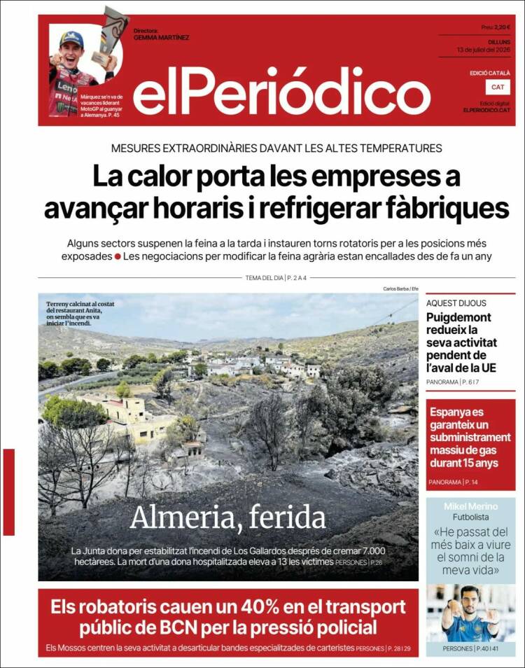 Portada de El Periódico de Catalunya (Espa&ntilde;a)