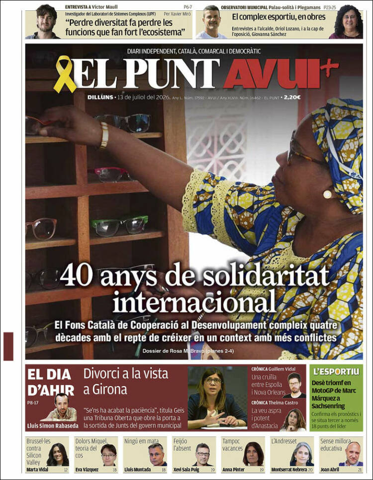 Portada de El Punt Avui (Espa&ntilde;a)