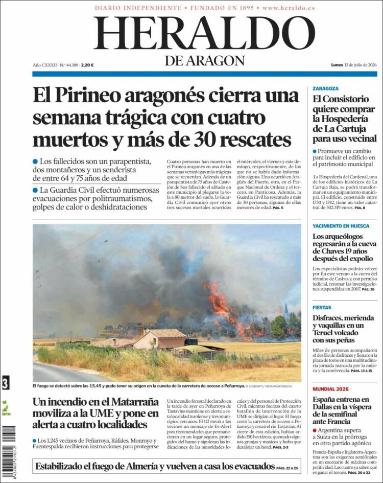 Portada de Heraldo de Aragón (Spain)