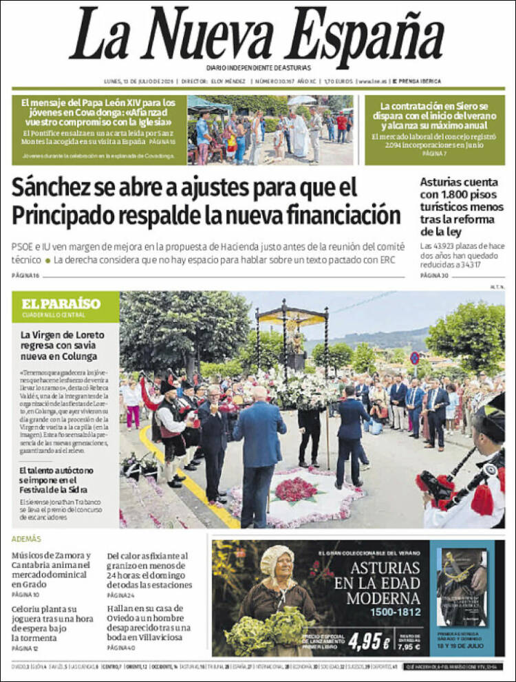 Portada de La Nueva España (Espa&ntilde;a)