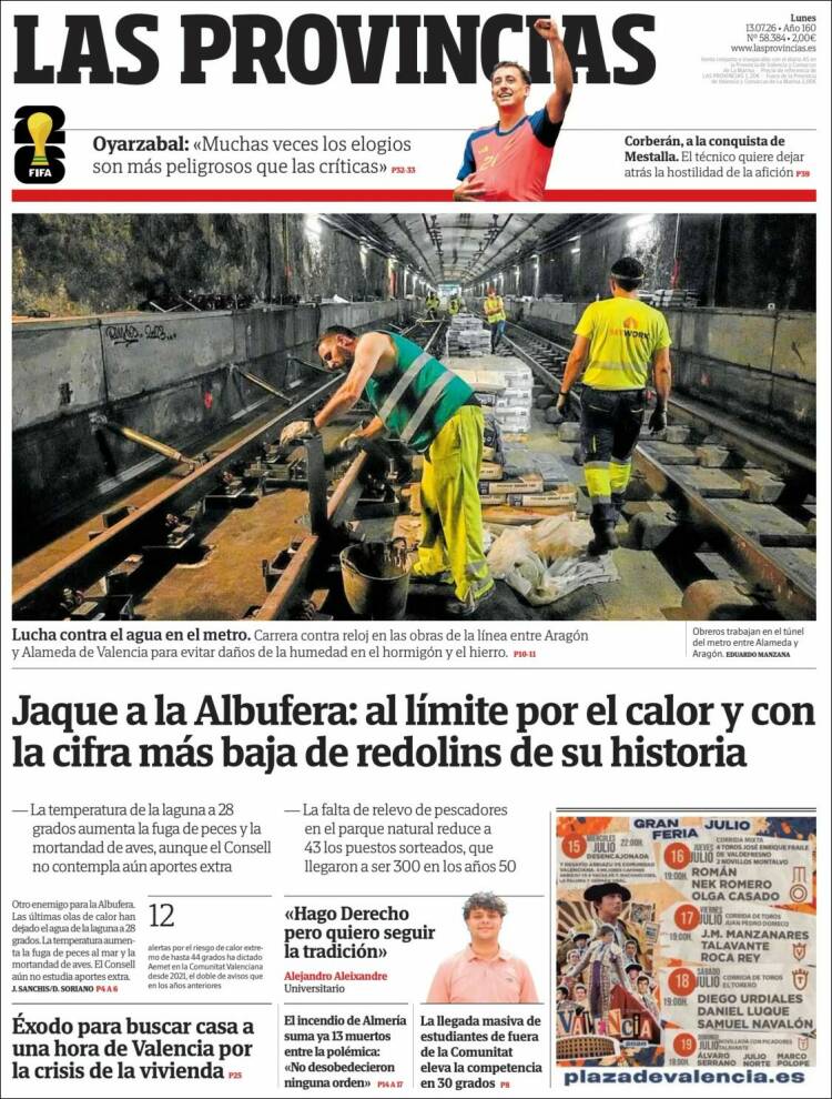 Portada de Las Provincias (Espa&ntilde;a)