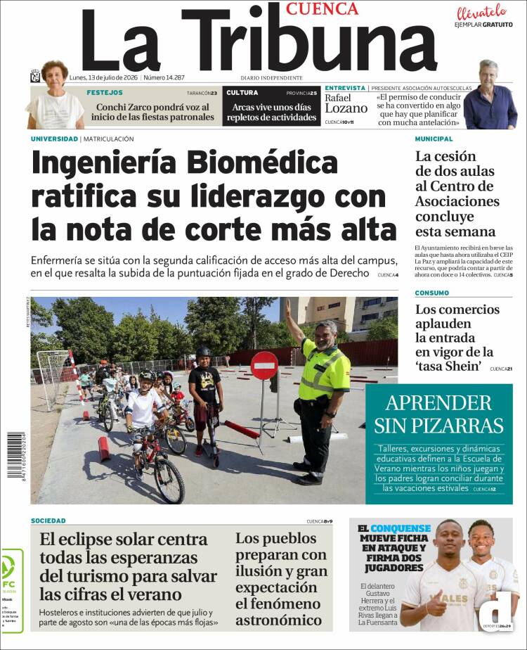 Portada de La Tribuna de Cuenca (Espa&ntilde;a)