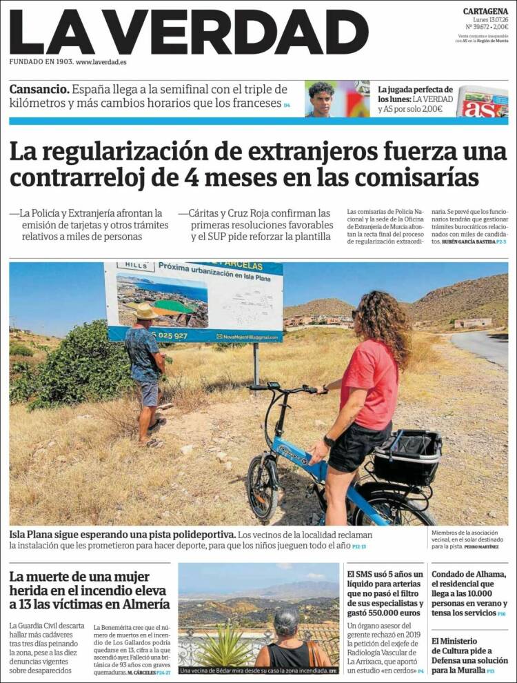 Portada de La Verdad de Cartagena (Spain)
