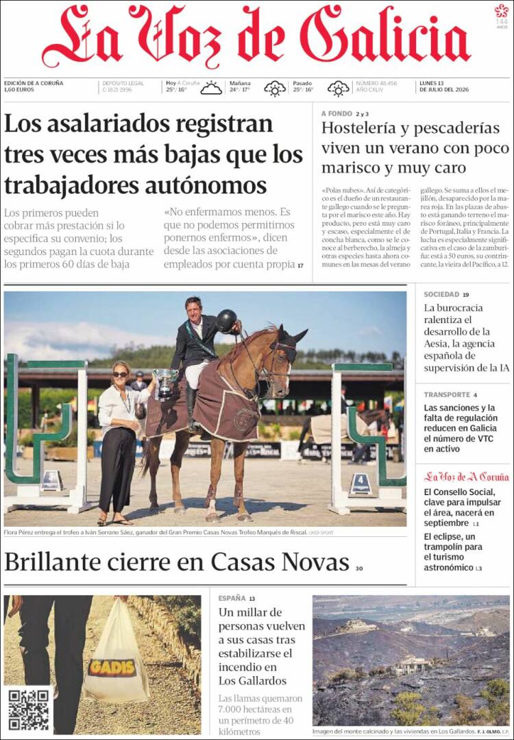 Portada de La Voz de Galicia (Espa&ntilde;a)