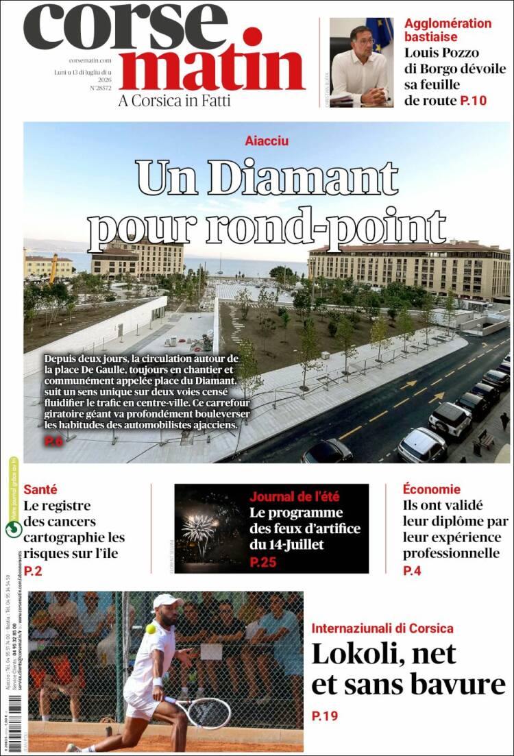 Portada de Corse-Matin (Francia)
