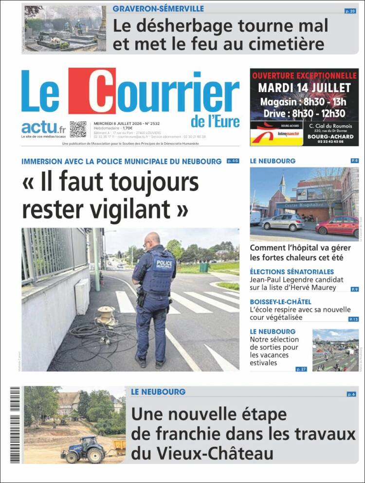 Portada de Le Courrier de l'Ouest (Francia)