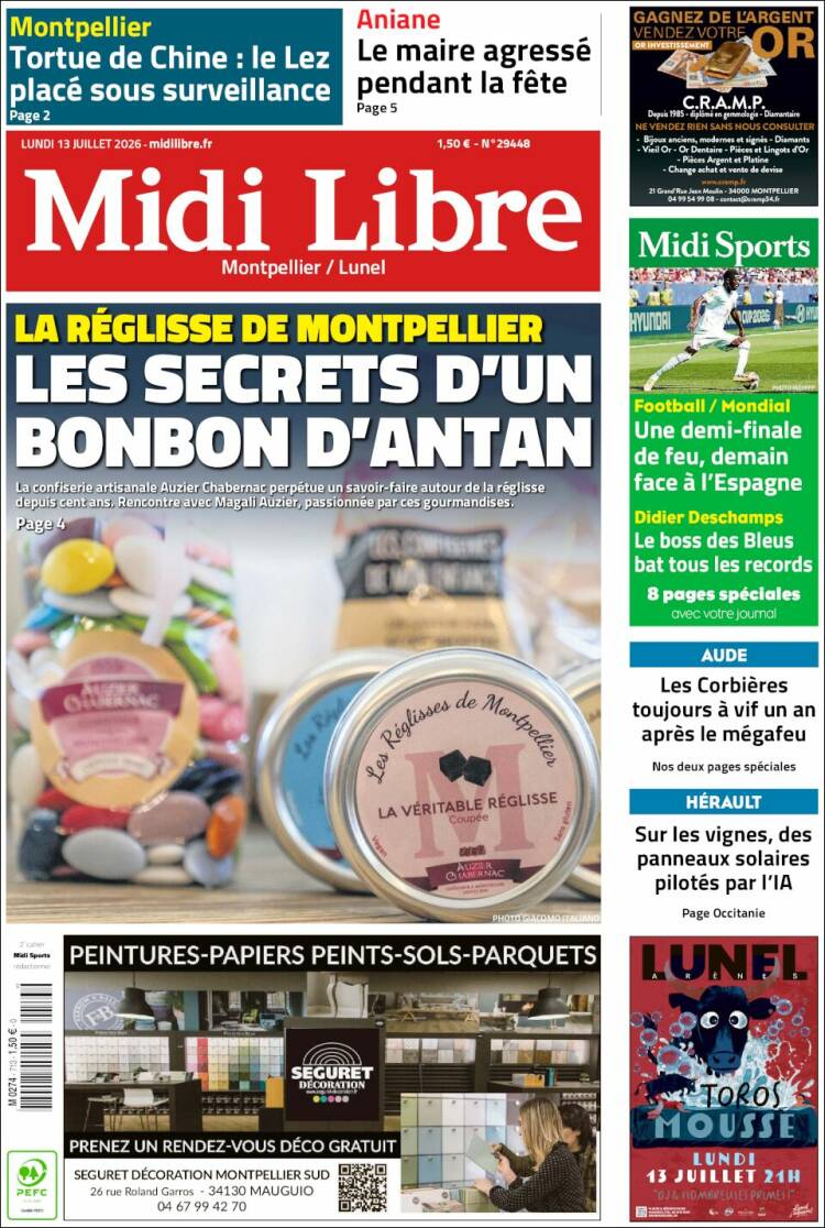 Portada de Midi Libre (Francia)