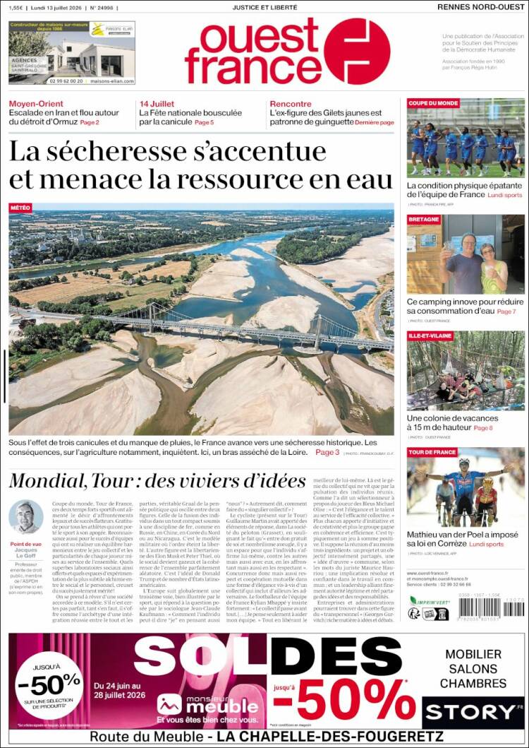 Portada de Ouest France (Francia)