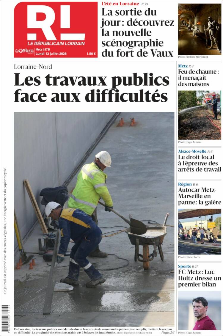 Portada de Le Republicain Lorrain (Francia)