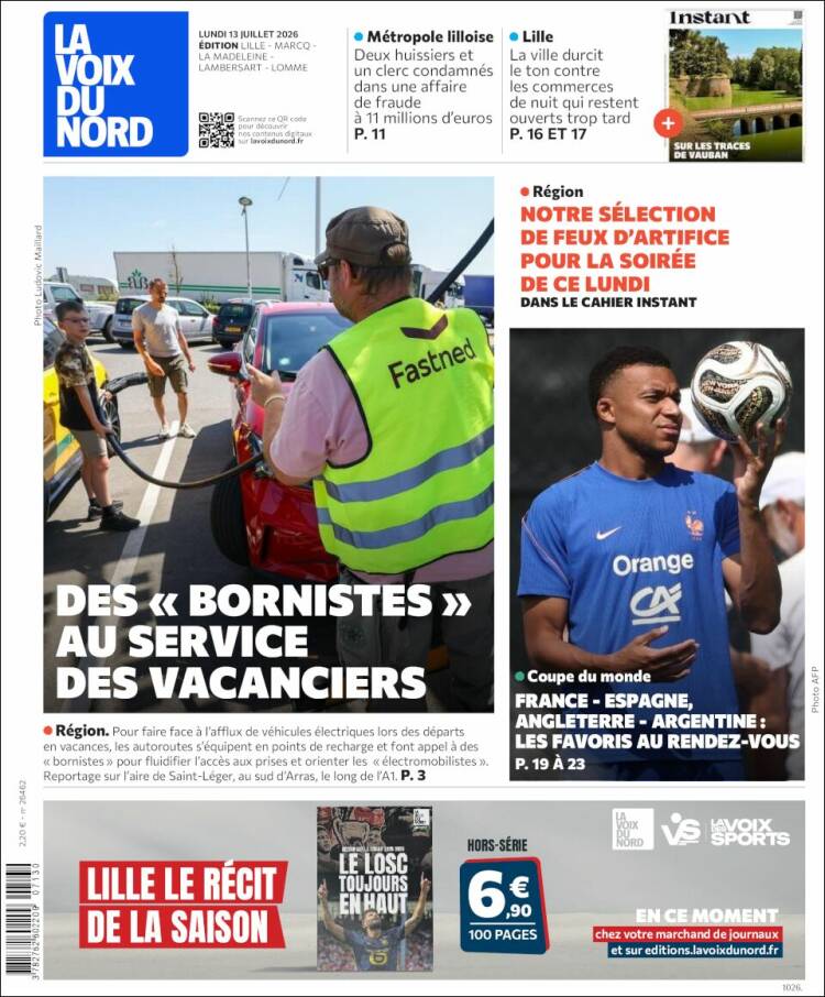 Portada de La Voix du Nord (Francia)