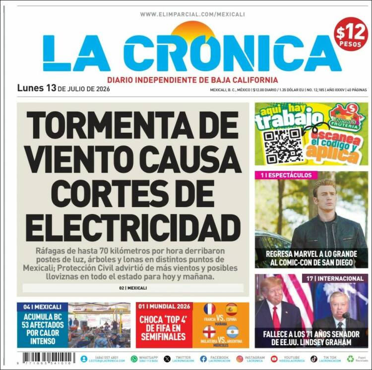 Portada de La Crónica de Baja California (M&eacute;xico)