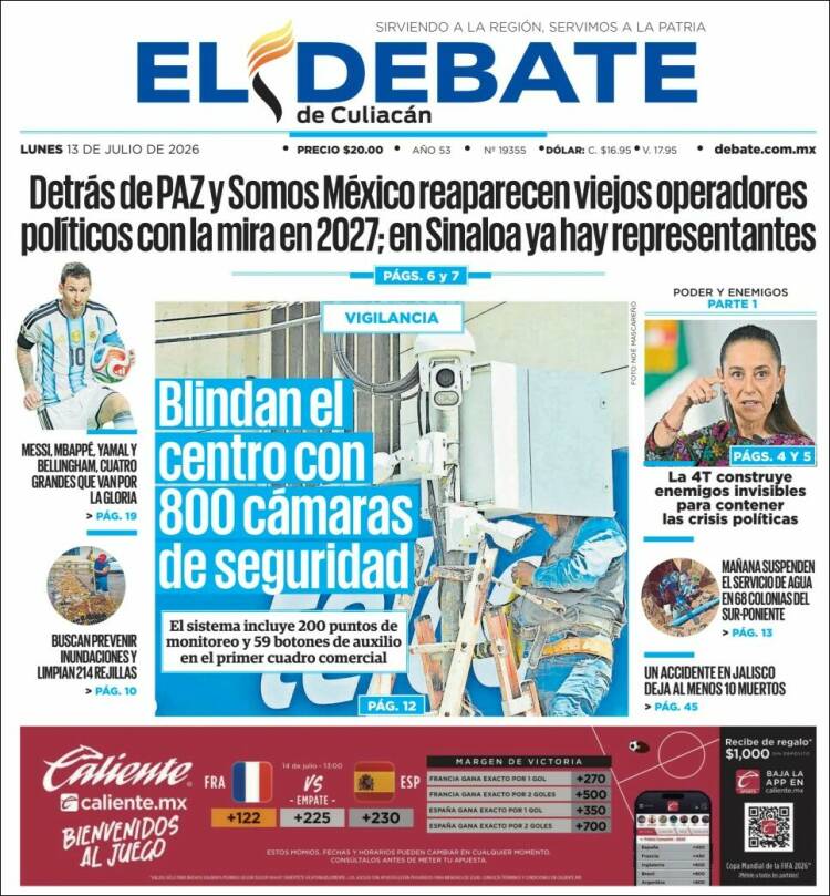 Portada de El Debate de Culiacán (M&eacute;xico)