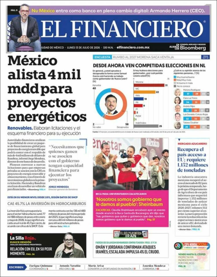 Portada de El Financiero (M&eacute;xico)