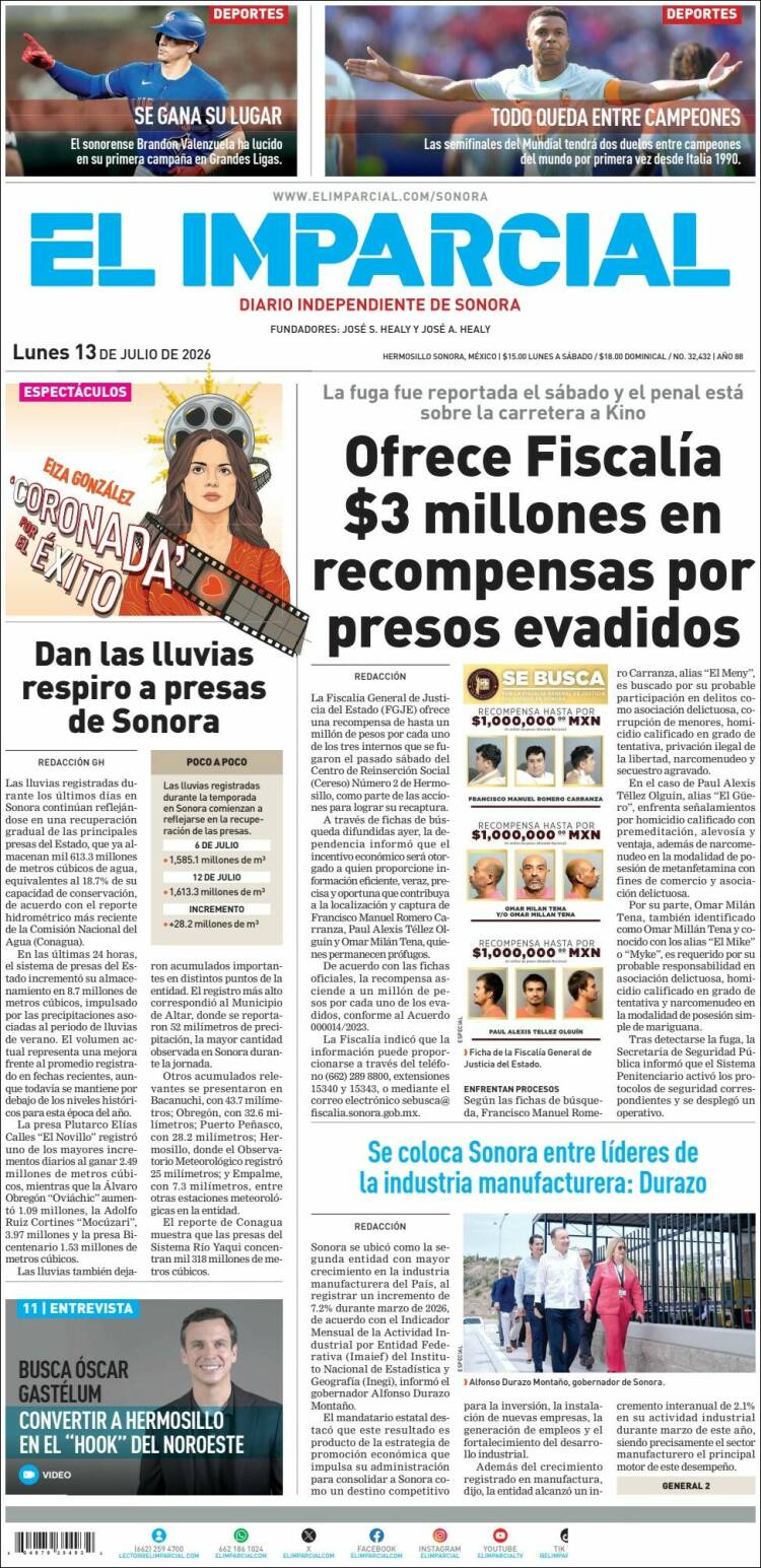 Portada de El Imparcial (M&eacute;xico)