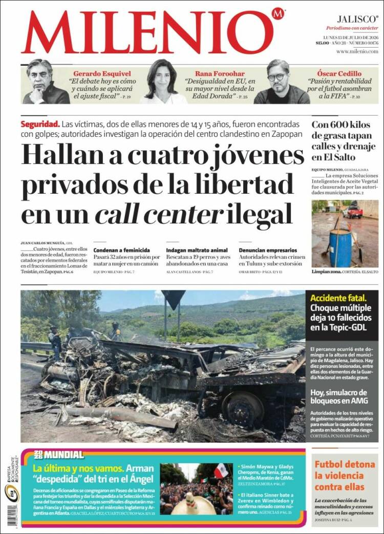 Portada de Milenio - Jalisco (M&eacute;xico)
