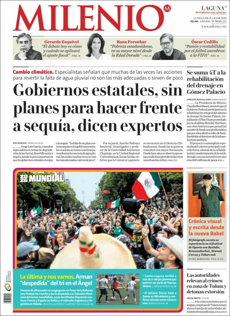 Portada de Milenio - Laguna (M&eacute;xico)