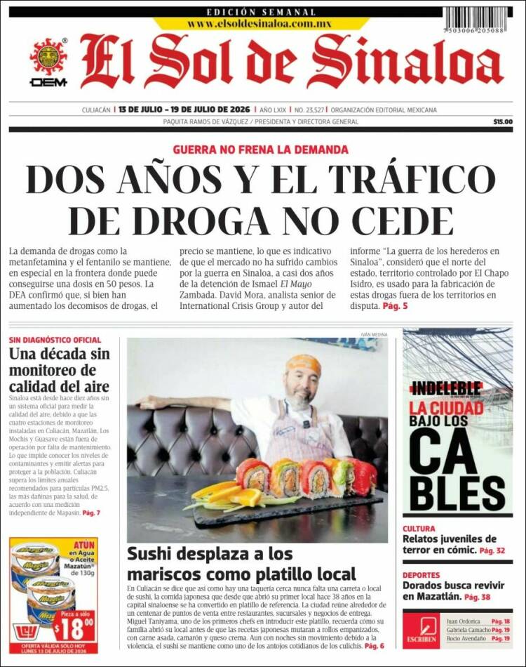 Portada de El Sol de Sinaloa (M&eacute;xico)