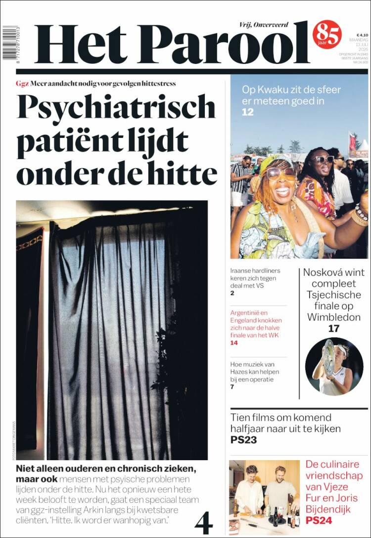 Portada de Het Parool (Pa&iacute;ses Bajos)